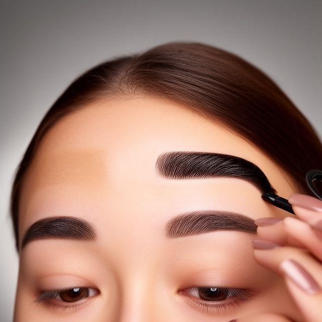 Brow-Lamination bei dunkler Haarfarbe mit glänzendem Strukturverlauf und sauberem Lift im Studio